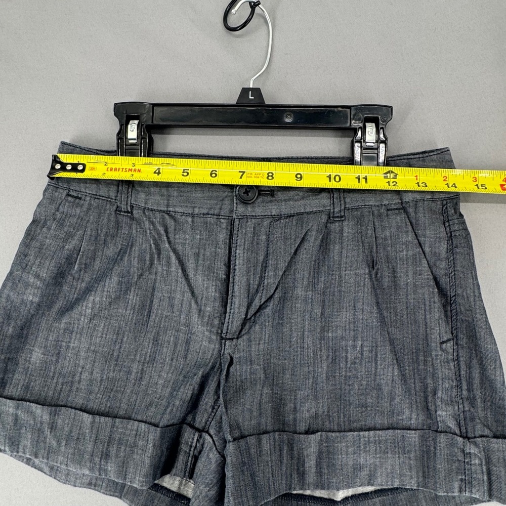 Banana Republic Petite 2P Dark Gray Chambray Cuffed Shorts Cotton Stretch 579745